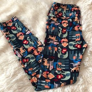 LuLaRoe Black Zoo Animals Leggings One Size 2-10